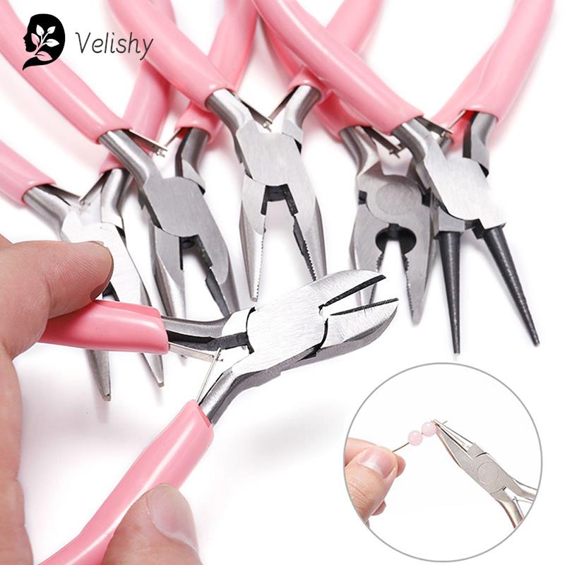 Jewelry Making Needle Nose Pliers - Mini alicates diagonales redondos doblados, punta