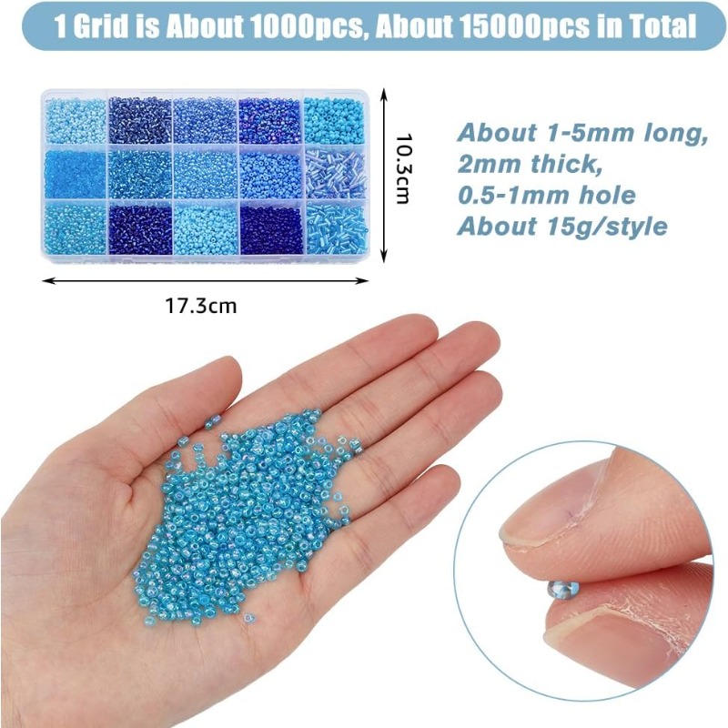 15000 Uds. 15 estilos de cuent - Seed Bead Tube reseña y precio